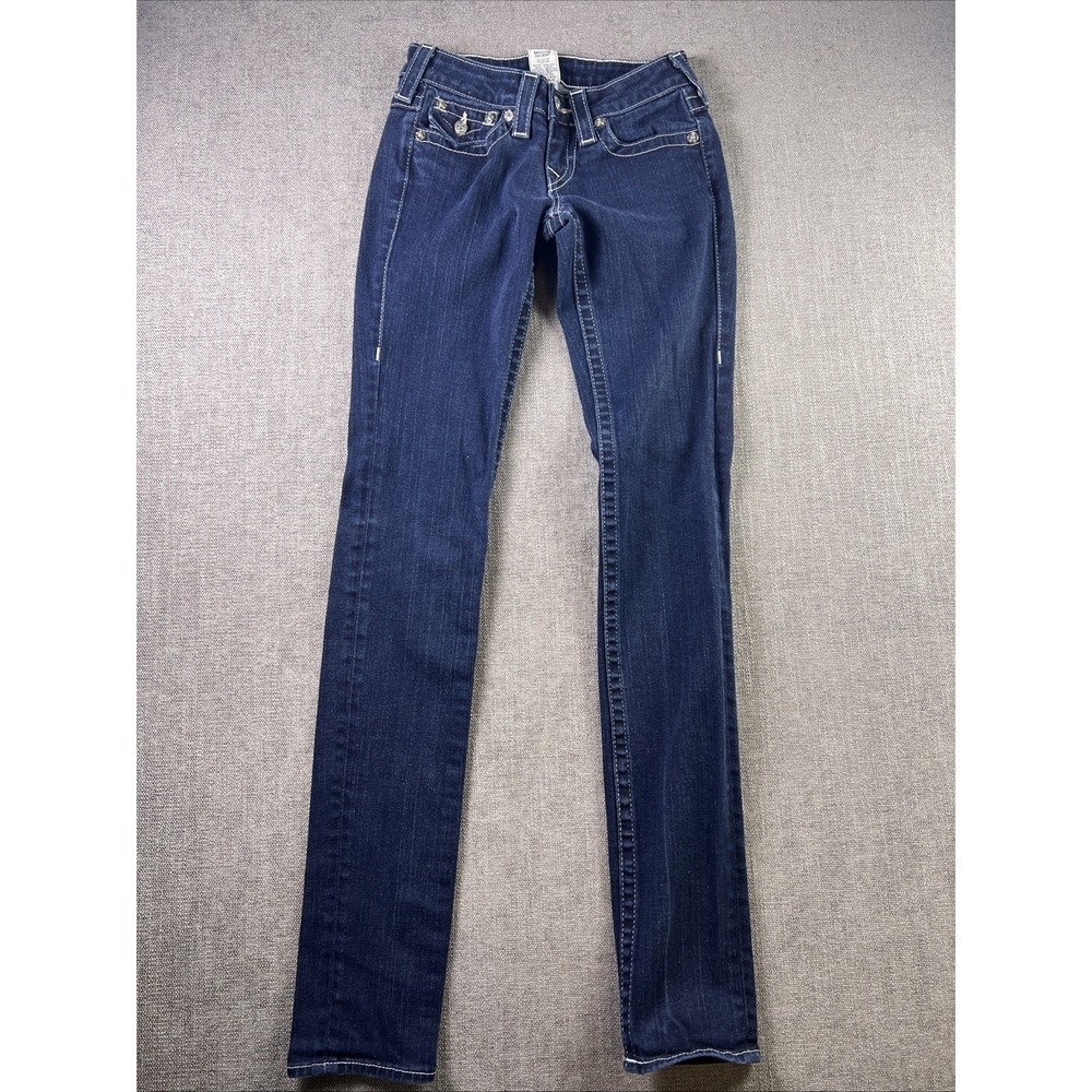 True Religion Julie Jeans Women's 28 Super T Skinny Dark Wash Made In USA Blue
